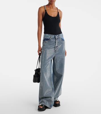 Slidy Viv' embellished leather wedge sandals | Roger Vivier