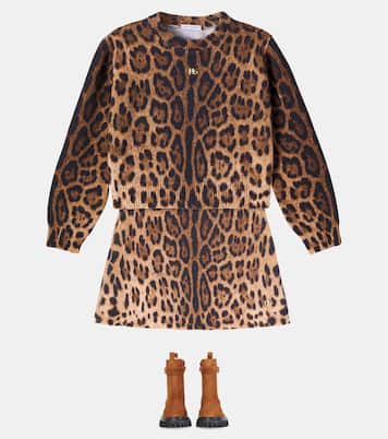 DG leopard-print wool jacquard sweater | Dolce&Gabbana Kids