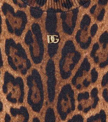 DG leopard-print wool jacquard sweater | Dolce&Gabbana Kids