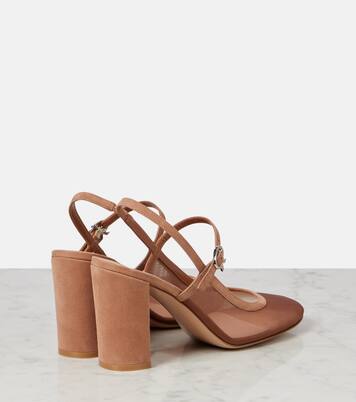 Francoise 85 suede-trimmed slingback pumps | Gianvito Rossi