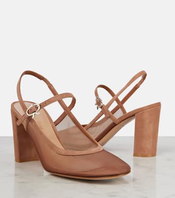 Francoise 85 suede-trimmed slingback pumps | Gianvito Rossi