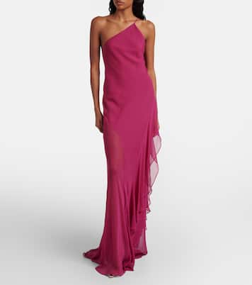 One-shoulder ruffled silk gown | The Sei
