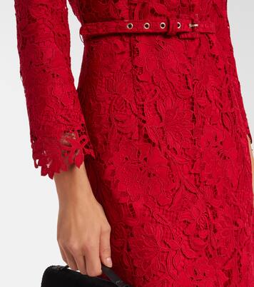 Vestido midi de encaje con cinturón | Monique Lhuillier