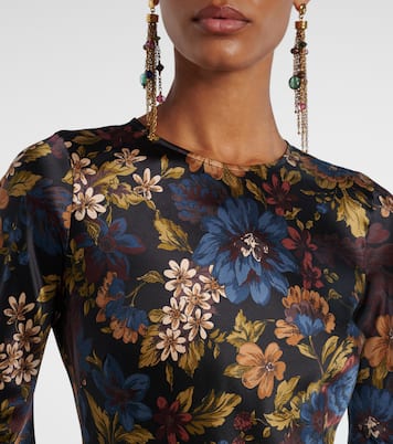 Abito lungo Gemma in misto seta con stampa floreale | Veronica Beard