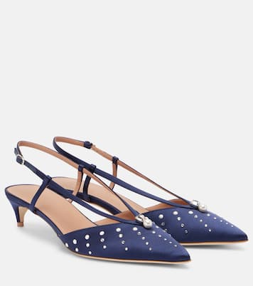 Verzierte Slingback-Pumps Moore 40 aus Satin | Malone Souliers