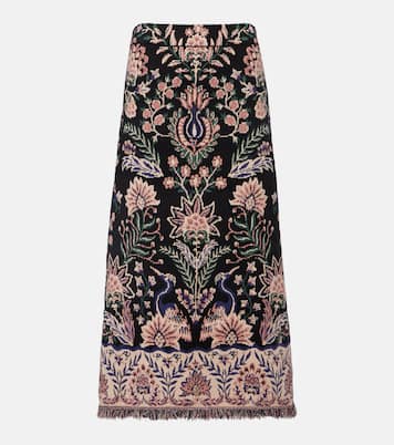 Marvelous Garden fringed high-rise midi skirt | Farm Rio