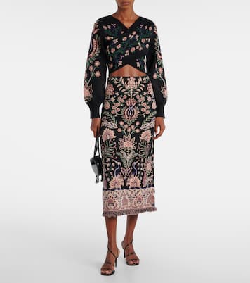 Marvelous Garden fringed high-rise midi skirt | Farm Rio