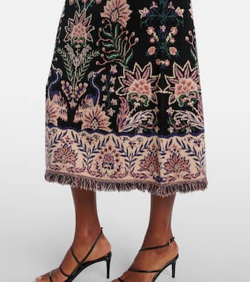 Marvelous Garden fringed high-rise midi skirt | Farm Rio