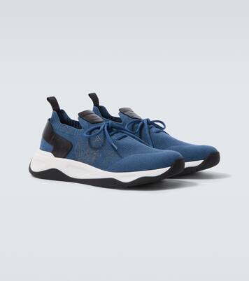 Shadow leather-trimmed knitted sneakers | Berluti