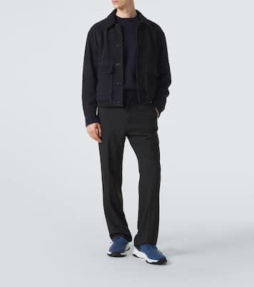 Shadow leather-trimmed knitted sneakers | Berluti