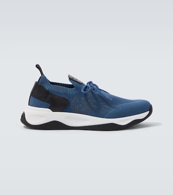 Shadow leather-trimmed knitted sneakers | Berluti