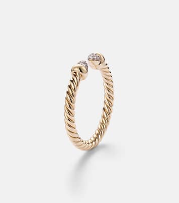 Cablespira® Micro 18kt gold ring with diamonds | David Yurman