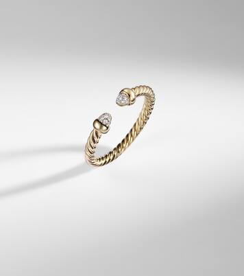 Cablespira® Micro 18kt gold ring with diamonds | David Yurman