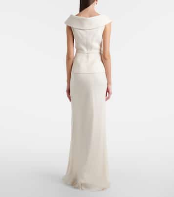 Robe aus Bouclé und Georgette mit Kristallen | Self-Portrait