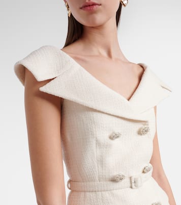 Robe aus Bouclé und Georgette mit Kristallen | Self-Portrait