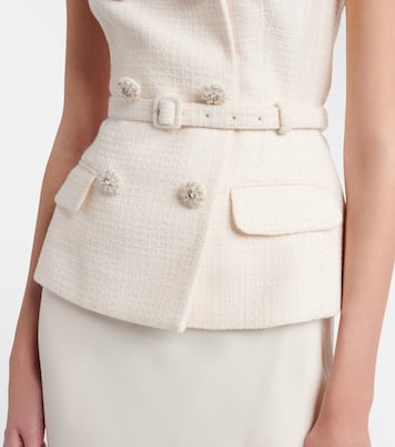 Robe aus Bouclé und Georgette mit Kristallen | Self-Portrait