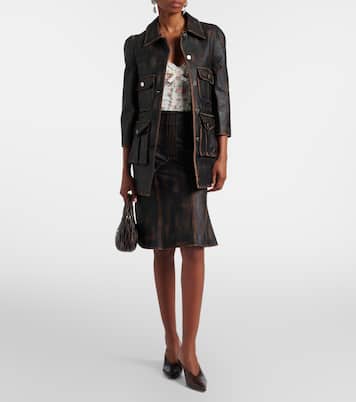 Leather midi skirt | Shushu/Tong