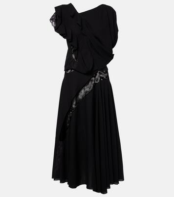 Asymmetric lace-trimmed midi dress | Junya Watanabe