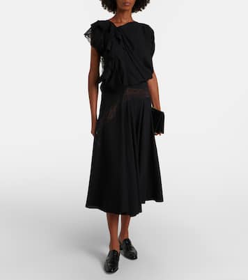 Asymmetric lace-trimmed midi dress | Junya Watanabe