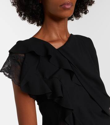 Asymmetric lace-trimmed midi dress | Junya Watanabe