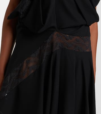 Asymmetric lace-trimmed midi dress | Junya Watanabe