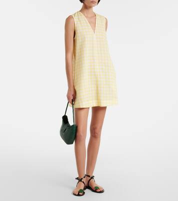 Gingham linen and cotton minidress | Asceno