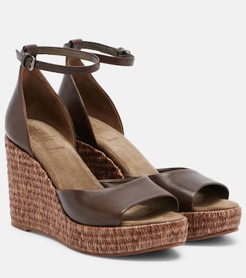 Monili leather espadrille wedges | Brunello Cucinelli