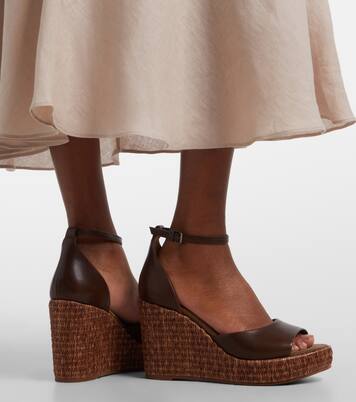 Monili leather espadrille wedges | Brunello Cucinelli