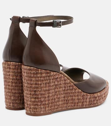 Monili leather espadrille wedges | Brunello Cucinelli