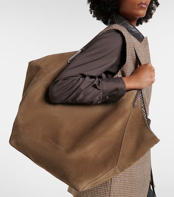 Medium suede tote bag | Brunello Cucinelli