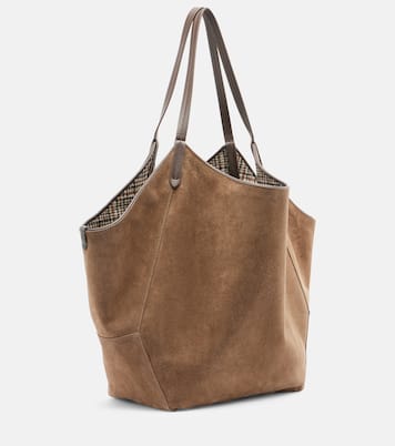 Medium suede tote bag | Brunello Cucinelli