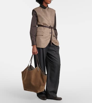 Medium suede tote bag | Brunello Cucinelli