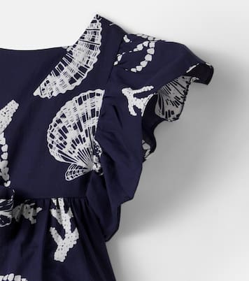 Cycas printed ruffled cotton top | Poupette St Barth Kids