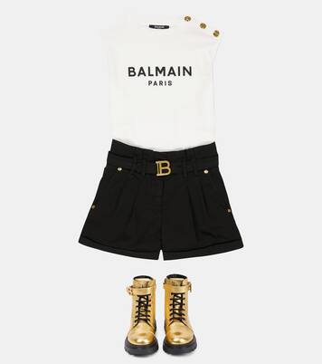 Belted cotton shorts | Balmain Kids