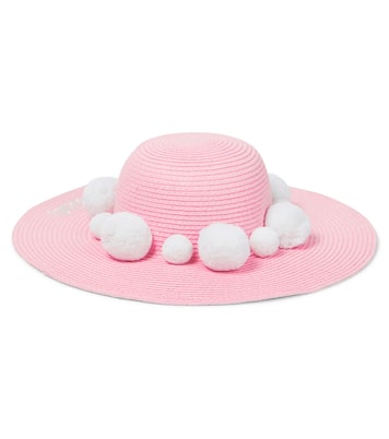 Pom pom embellished raffia hat | Monnalisa