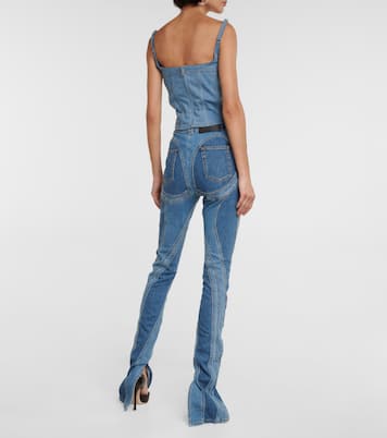 Top aus Denim und Mesh | Mugler