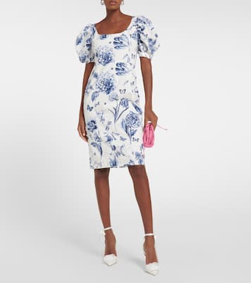 Robe en coton mélangé à fleurs | Oscar de la Renta