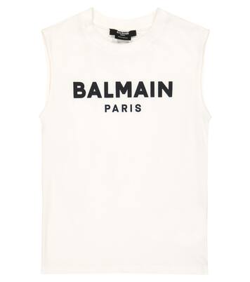 Logo cotton jersey tank top | Balmain Kids