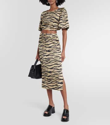 Cropped-Bluse aus Satin | Ganni