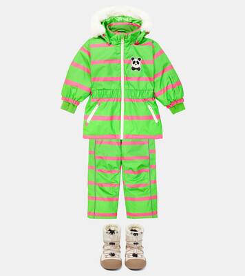 Panda striped ski salopettes | Mini Rodini
