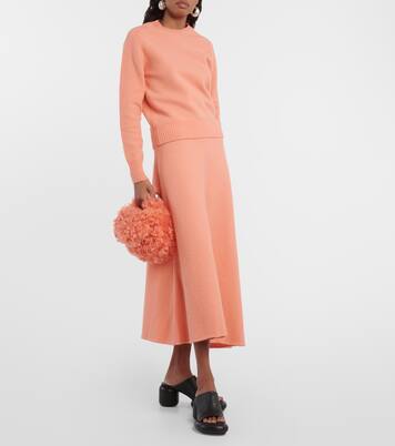 High-rise asymmetric wool midi skirt | Jil Sander