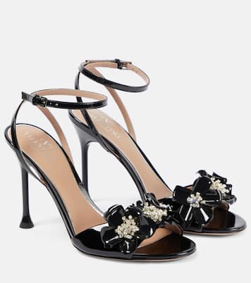 Verzierte Sandalen Archive Wild Flower 100 aus Lackleder | Valentino Garavani