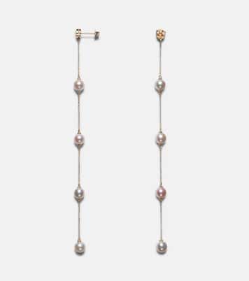 Boucles d'oreilles en or 14 ct, diamants et perles | Mateo
