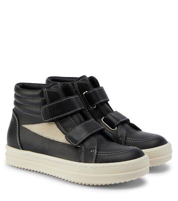 Straps Vintage leather high-top sneakers | Rick Owens Kids