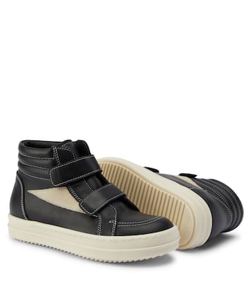 Straps Vintage leather high-top sneakers | Rick Owens Kids