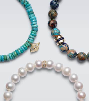 Set aus drei Armbändern mit 14kt Gelbgold und Edelsteinen | Sydney Evan
