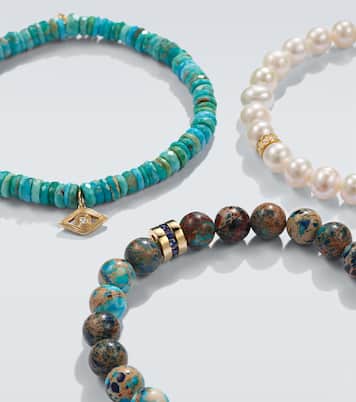 Set aus drei Armbändern mit 14kt Gelbgold und Edelsteinen | Sydney Evan