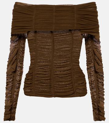 Ruched off-shoulder jersey top  | The Attico