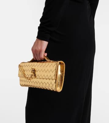 Pochette Andiamo Intrecciato en cuir métallisé | Bottega Veneta