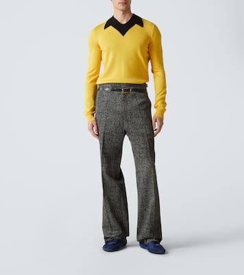 Pantalon ample en coton à carreaux | Prada